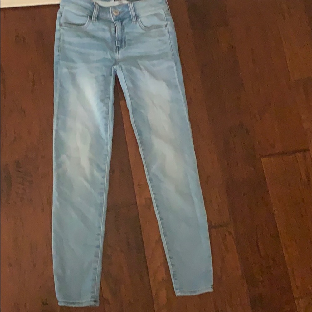 American eagle light wash stretch skinny jeans